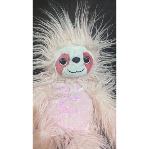 Hobby Lobby Pink Sequin Belly Furry Sloth Plush Toy 19" Cute & Cuddly - Picture 5 of 9
